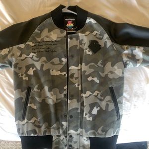 Pink dolphin camo leather jacket